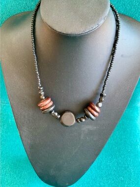 Ebony and paddock wood Necklace with 🌴 beads